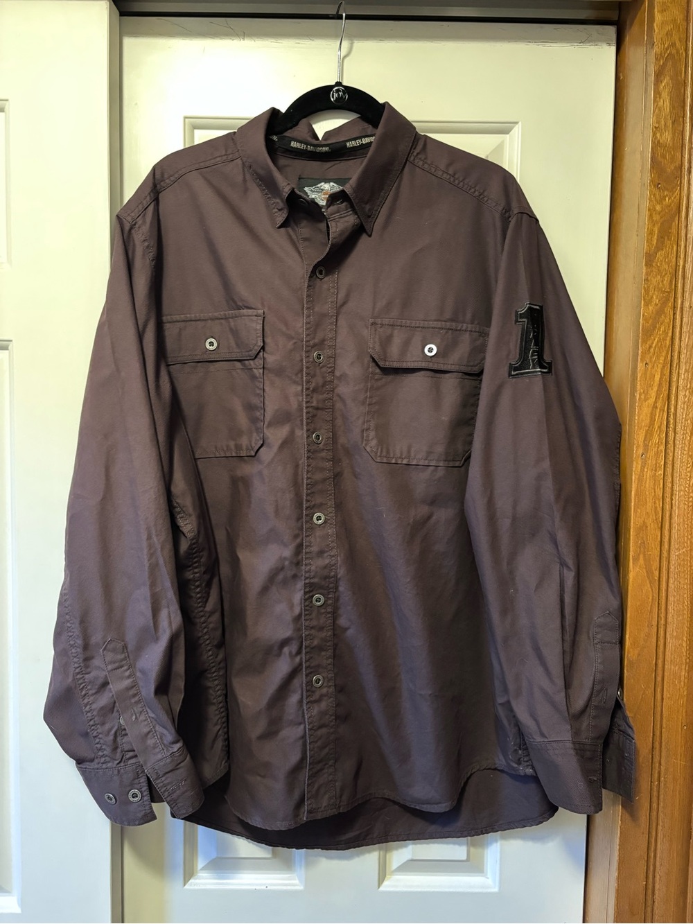 Harley Davidson Men's Long Sleeve Button-Up Shirt - Brown